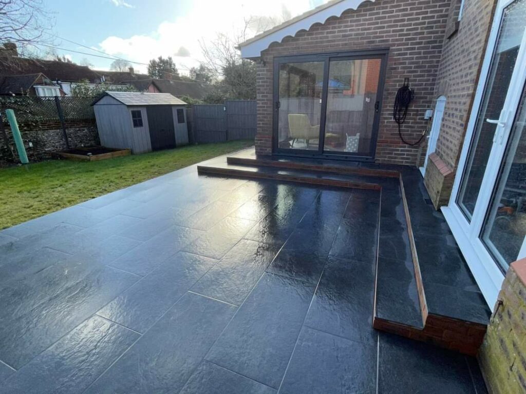 black slate italian porcelain paving